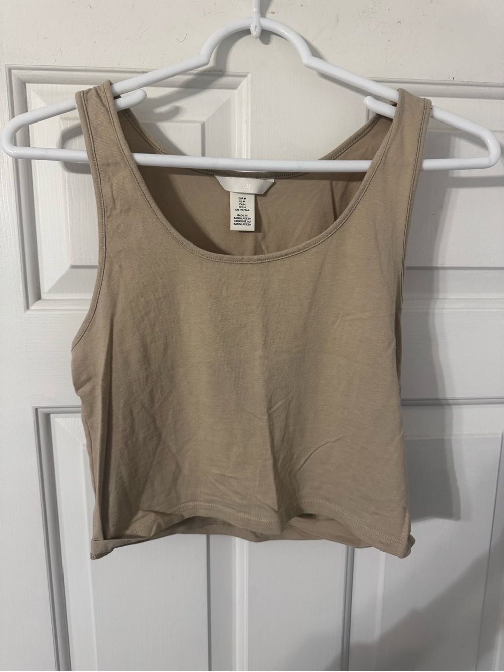 H&M Cropped Scoop Tank Top - Beige